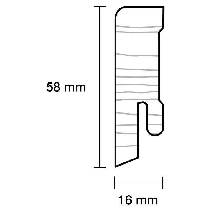 Sockelleiste (240 x 1,6 x 5,8 cm, MDF, Lichtgrau) | BAUHAUS