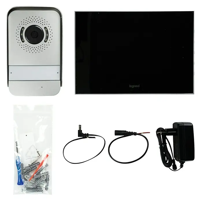 Legrand Videoportero kit espejo - Número de usuarios: 1 ud., Gris - Sistema de entrada de video Legrand con cámara, monitor, accesorios y adaptador de corriente para una instalación sencilla y un acceso seguro.
