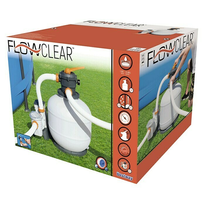 Bestway Flowclear Zandfilterinstallatie (Filtervermogen: 8.327 l/u, Passend bij: Zwembaden tot 64.000 l, Geschikt voor zwembadgrootte: 51.400 l) | BAUHAUS
