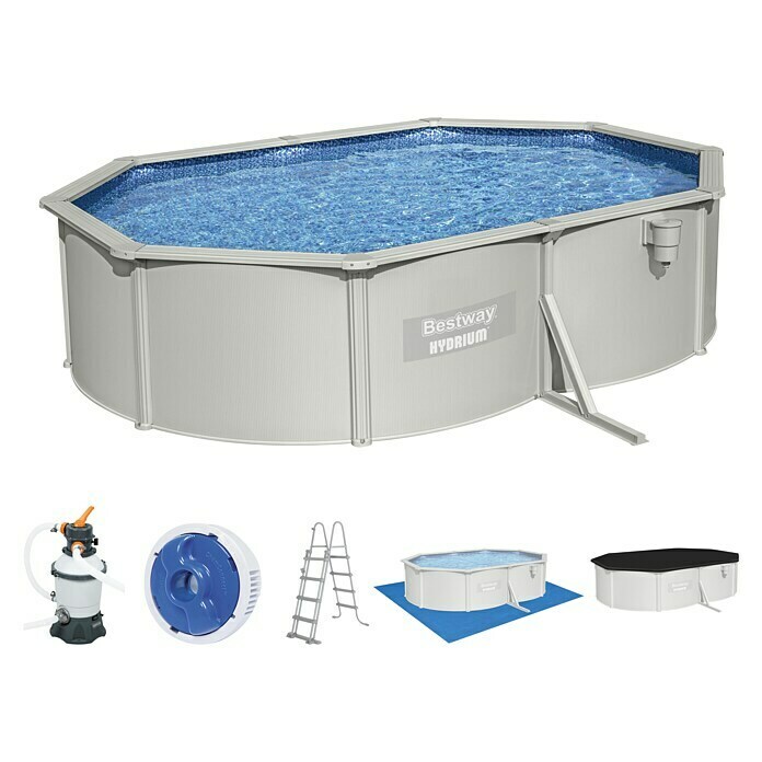 Bestway Opzetzwembad Hydrium Set 500 (l x b x h: 500 x 366 x 122 cm, Grijs, 16.296 l) | BAUHAUS