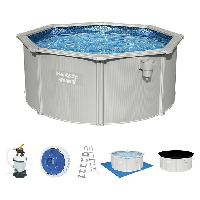 Bestway Opzetzwembad Hydrium Set 305 (Ø x h: 305 x 122 cm, Grijs, 7.630 l) | BAUHAUS