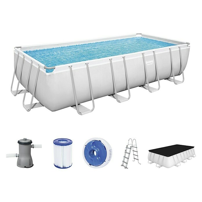 Bestway Opzetzwembad Steel Pro Max Set 488 (l x b x h: 488 x 244 x 122 cm, Grijs, 11.532 l) | BAUHAUS
