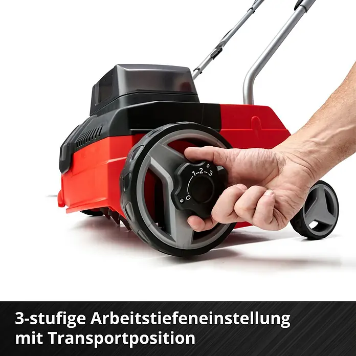 Einhell Power X-Change 18V Akku-Vertikutierer GC-SC 36/31 LI-SOLO EINHELL - Anzahl Akkus: Ohne Akku, 18 V, Arbeitsbreite: 31 cm - 3-stufige Arbeitstiefeneinstellung mit Transportposition.