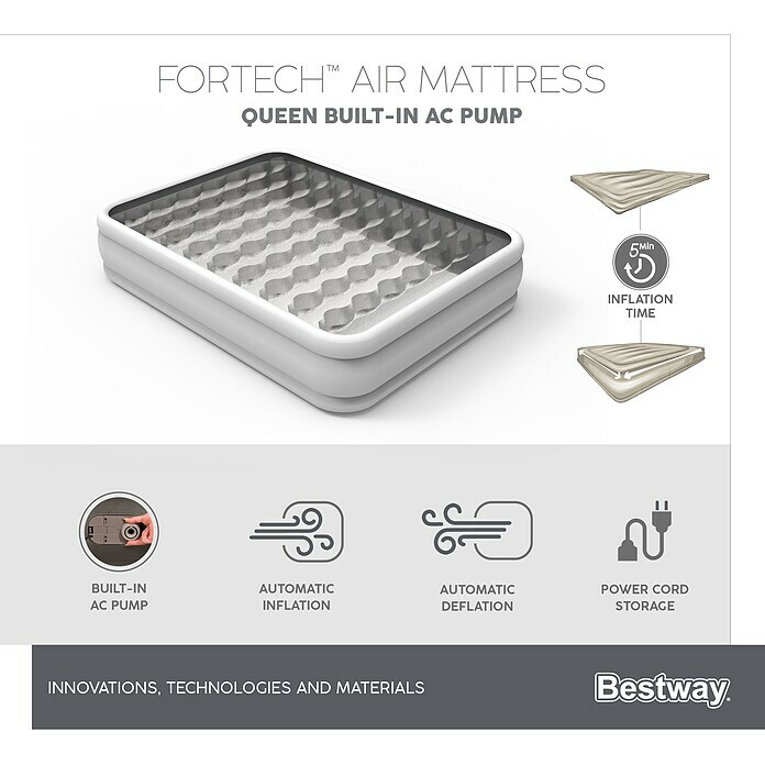 Bestway Luftbett Fortech (L x B x H: 203 x 152 x 46 cm, Integrierte Luftpumpe) | BAUHAUS