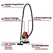 Einhell Power X-Change Akku-Nass-Trockensauger TC-VC 18/20 Li-Solo (18 V, Ohne Akku, Behältervolumen: 20 l)