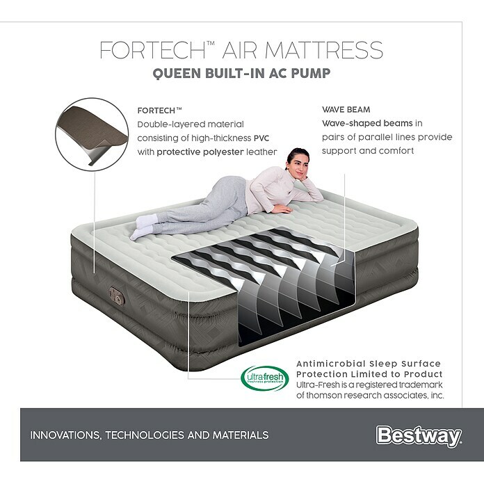 Bestway Luftbett Fortech (L x B x H: 203 x 152 x 46 cm, Integrierte Luftpumpe) | BAUHAUS