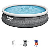 Bestway Opblaasbaar zwembad Fast Set Rotan 457x107 (Ø x h: 457 x 107 cm, Grijs, 12.362 l) | BAUHAUS