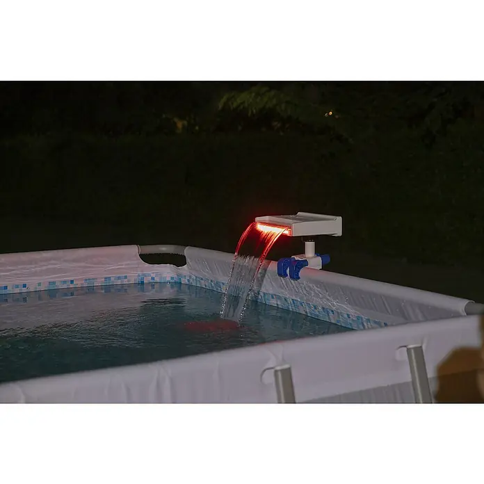 Bestway Schwalldusche - Passend für: Filtersysteme mit einer Durchflussrate von 2.006 l/h - 11.355 l/h, Durchmesser Anschluss: 32 mm - 38 mm - Ein beleuchteter Pool-Wasserfallaufsatz sorgt für eine entspannende Atmosphäre im Gartenpool und erzeugt eine beruhigende Wasserbewegung.