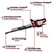 Einhell Power X-Change Akku-Heckenschere GE-CH 36/65 Li-Solo (36 V, Li-Ionen, Ohne Akku, Schnittlänge: 65 cm)