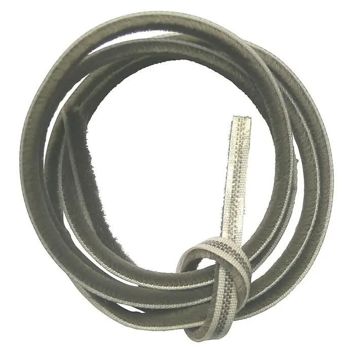 Burlete para ventanas correderas - Gris, Largo: 1.500 mm - Primer plano de un burlete gris con base tejida, enrollado y anudado para puertas.
