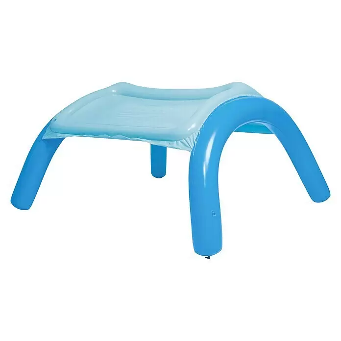 Bestway Planschbecken Beach Buddy - 140 x 140 x 114 cm, Mehrfarbig - Zweifarbiger aufblasbarer Sonnenschutz in Blau, mit hellblauem Dach und dunkelblauen gewölbten Beinen, spendet Schatten.