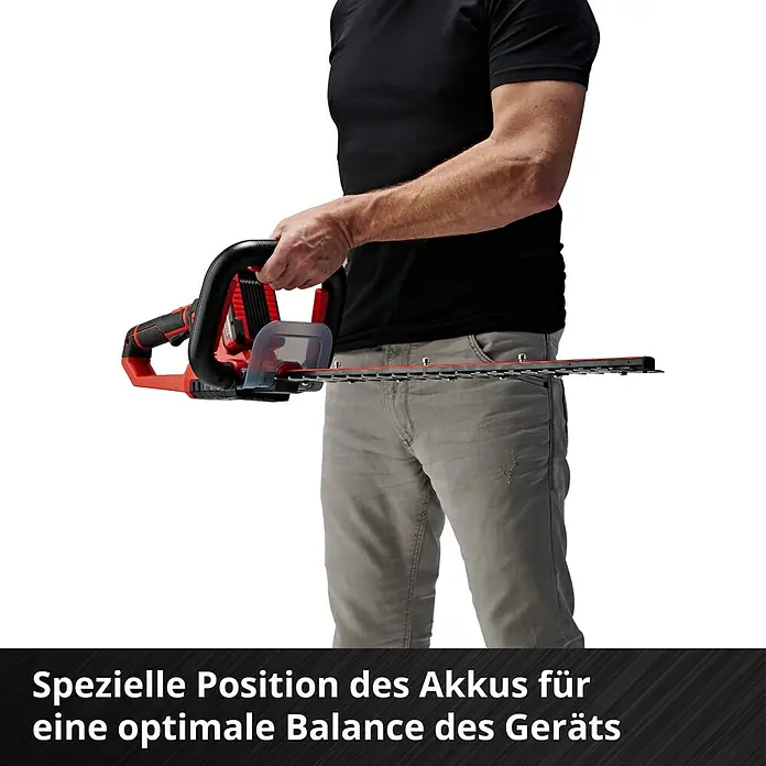 Einhell Power X-Change 18V Akku-Heckenschere GE-CH 18/60 Li-Solo - 18 V, Ohne Akku, Schnittlänge: 60 cm - Die Akku-Position der Heckenschere sorgt für eine optimale Balance und erleichtert das Schneiden.