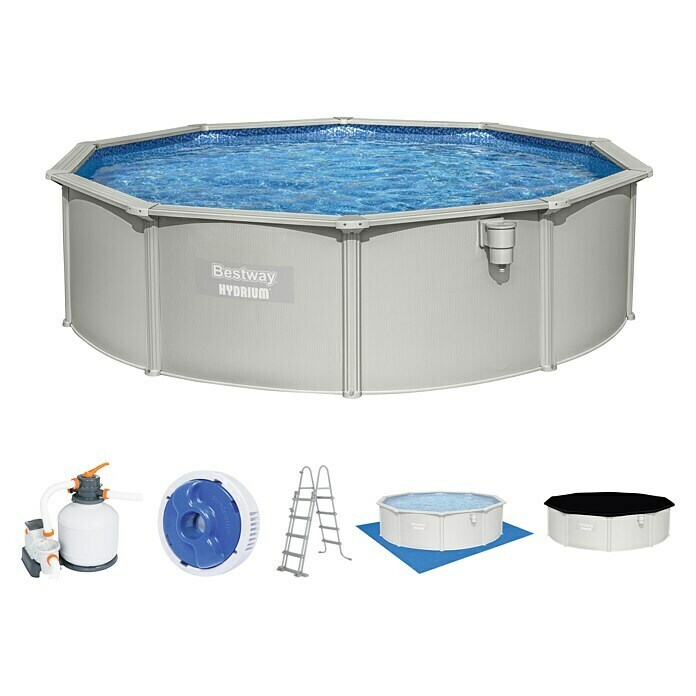 Bestway Opzetzwembad Hydrium Set 457 (Ø x h: 457 x 122 cm, Grijs, 17.430 l) | BAUHAUS