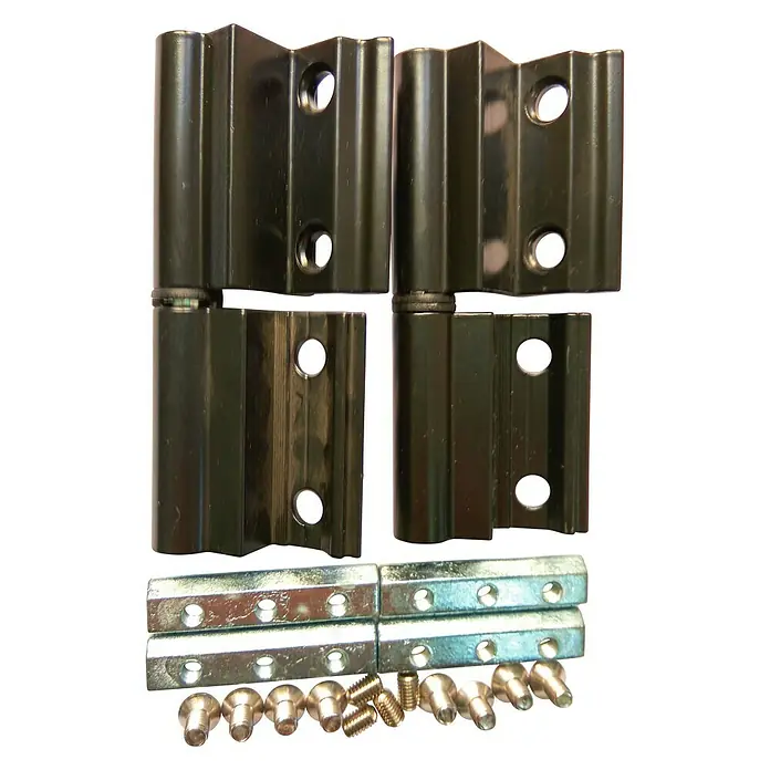 Bisagra con 3 hojas - Negro, 2 ud. - Dos bisagras negras para puertas con accesorios de montaje. Los accesorios son detallados y parecen muy robustos.