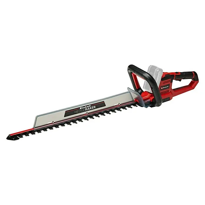 Einhell Power X-Change 18V Akku-Heckenschere GE-CH 18/60 Li-Solo - 18 V, Ohne Akku, Schnittlänge: 60 cm - Das Bild zeigt eine Einhell HEDGE RAKER Akku-Heckenschere, ideal für den präzisen und kabellosen Heckenschnitt im Garten.