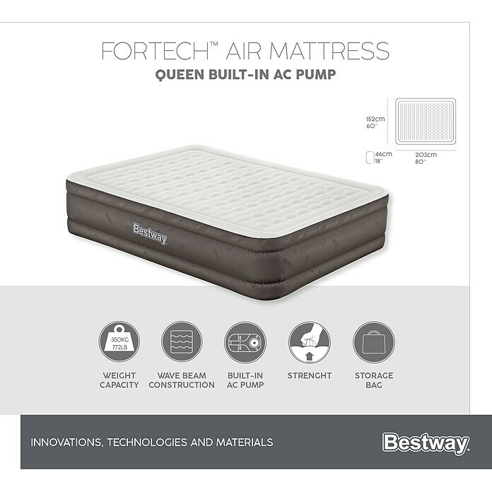 Bestway Luftbett Fortech (L x B x H: 203 x 152 x 46 cm, Integrierte Luftpumpe) | BAUHAUS