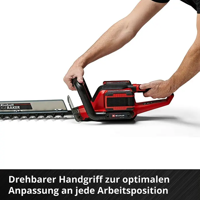 Einhell Power X-Change 18V Akku-Heckenschere GE-CH 36/65 Li-Solo - 36 V, Ohne Akku, Schnittlänge: 65 cm - Akku-Heckenschere von Einhell in Aktion, mit drehbarem Griff für optimale Anpassung.