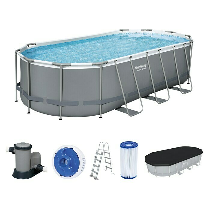 Bestway Opzetzwembad Steel Pro Max Set 549 (l x b x h: 549 x 274 x 122 cm, Grijs, 13.430 l) | BAUHAUS