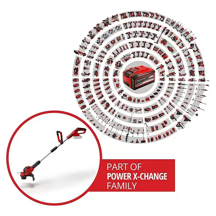 Einhell Power X-Change 18V Akku-Rasentrimmer GE-CT 18/28 Li-Solo18 V, 5.200 mAh, Ohne Akku, Schnittbreite Messer: 28 cm, Schnittbreite Faden: 28 cm