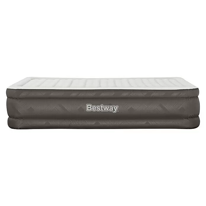 Bestway Luftbett Fortech - L x B x H: 203 x 152 x 46 cm, Integrierte Luftpumpe - Bestway graues und weißes Luftbett mit komfortabler, erhöhter Liegefläche.