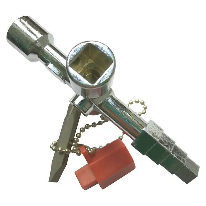 Llave fija de tubo en cruz - Aluminio - Llave multifunción universal con accesorios para diversas aplicaciones.