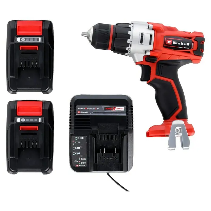 Einhell Power X-Change 18V Akku-Bohrschrauber TE-CD 18/2 Li Kit18 V, 2 Akkus, 1,5 Ah, 44 Nm - Akku-Bohrschrauber-Set von Einhell mit zwei Akkus und Ladegerät für Heimwerker und Profis.