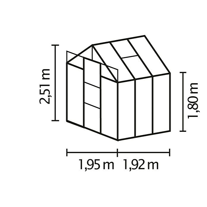 Vitavia Gewächshaus Flora 38001,92 x 1,95 x 2,51 m, Farbe: Aluminium, Polycarbonat, 4 mm Unknown