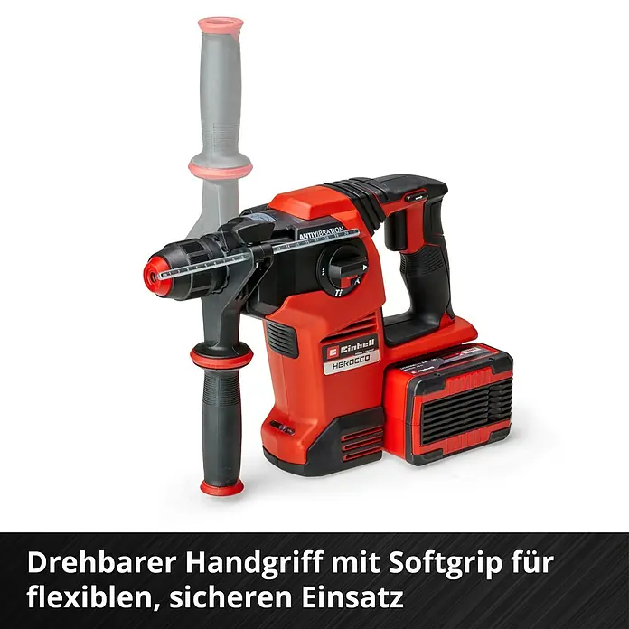Einhell Professional Power X-Change 18V Akku-Kombihammer Herocco 36/28 - 18 V, Ohne Akku, 0 Ah, 3,2 J - Der Einhell HEROCCO Akku-Bohrhammer mit drehbarem Handgriff und Softgrip für flexiblen und sicheren Einsatz.