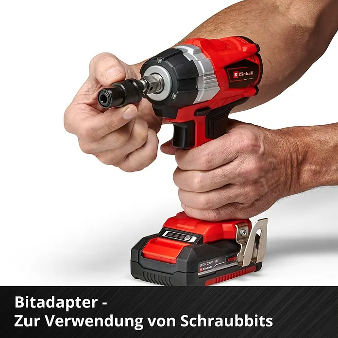 Einhell Professional Power X-Change 18V Akku-Impulsschrauber TE-CW 18 Li Brushless-Solo - 18 V, Ohne Akku, 215 Nm - Bitadapter für Einhell Schlagschrauber zum Verwenden von Schraubbits.\n