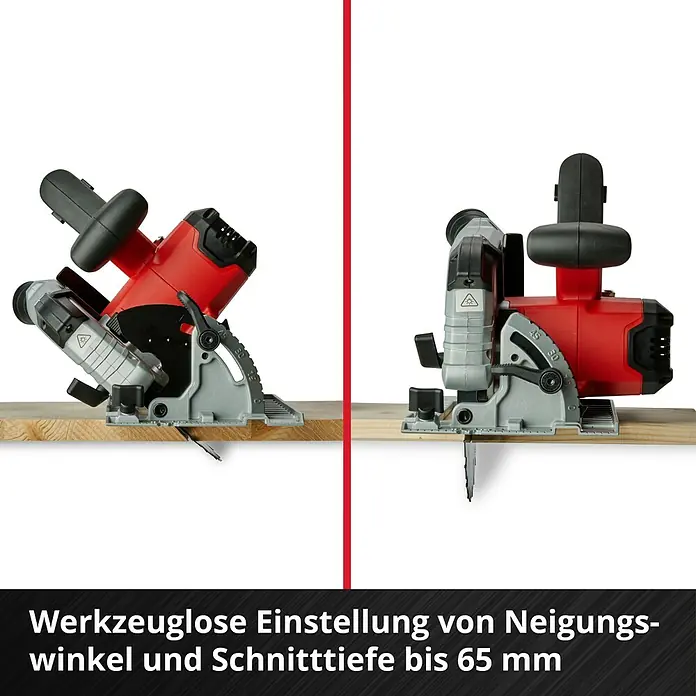 Einhell Professional Power X-Change 18V Akku-Handkreissäge TE-CS 18/190 Li BL-Solo - 18 V, Ohne Akku, Leerlaufdrehzahl: 0 U/min - 3.800 U/min - Werkzeuglose Einstellung von Neigungswinkel und Schnitttiefe bis 65 mm.
