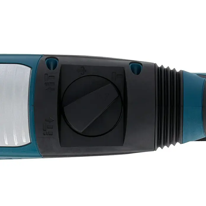 Bosch Professional AMPShare 18V Akku-Kombihammer 18V-34 CF - 18 V, Ohne Akku, 5,8 J - Nahaufnahme des Moduswahlschalters an einer Bohrmaschine, der verschiedene Betriebsarten für Bauarbeiten anzeigt.