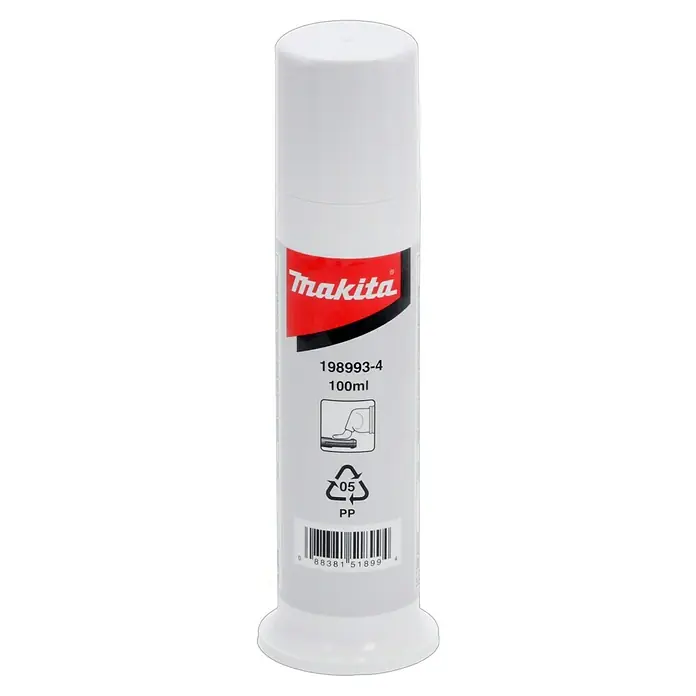 Makita Abbruchhammer HM0871C - 1.100 W, 8,1 J, SDS-Max-Aufnahme - Eine Tube Makita-Schmiermittel, perfekt zur Wartung von Elektrowerkzeugen. Das Produkt ist in einer weißen Tube verpackt.