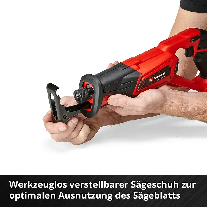 Einhell Power X-Change 18V Akku-Säbelsäge TE-AP 18/22 Li-Solo - 18 V, Ohne Akku, 0 /min - 2.600 /min - Werkzeuglos verstellbarer Sägeschuh zur optimalen Nutzung des Sägeblatts.