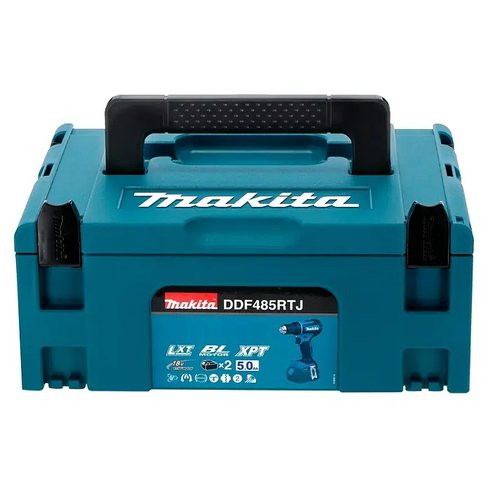 Makita LXT 18V Akku-Bohrschrauber DDF485RTJ + Artikelnr. 33855482 hinzufügen* - 18 V, 2 Akkus, 5 Ah, 50 Nm - Makita DDF485RTJ Akku-Bohrschrauber im Werkzeugkoffer. Ideal für Profis und Heimwerker, kompakt und leistungsstark.