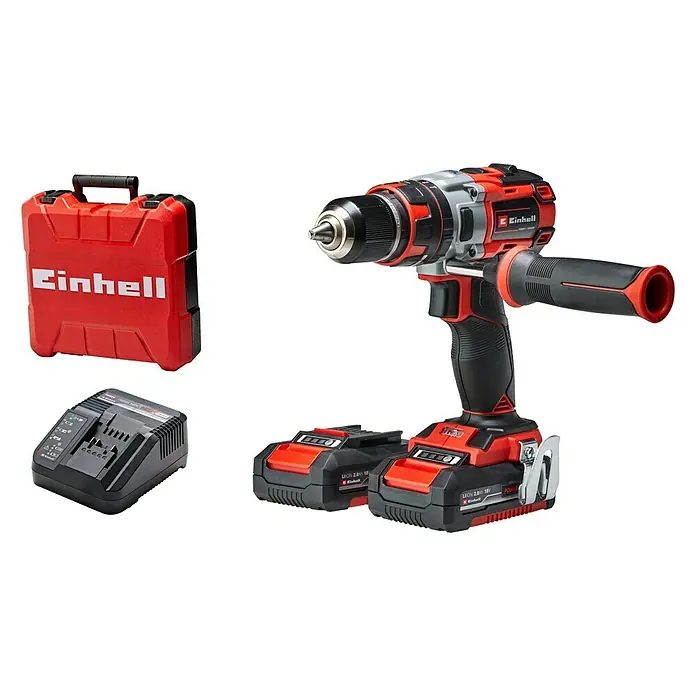 Einhell Professional Power X-Change 18V Akku-Schlagbohrschrauber TP-CD 18 Li-i BL - 18 V, 2 Akkus, 60 Nm - Einhell Akku-Schlagbohrschrauber-Set mit zwei Akkus, Ladegerät und Koffer. Das Set ist ideal für anspruchsvolle Bohrarbeiten und Schraubarbeiten.