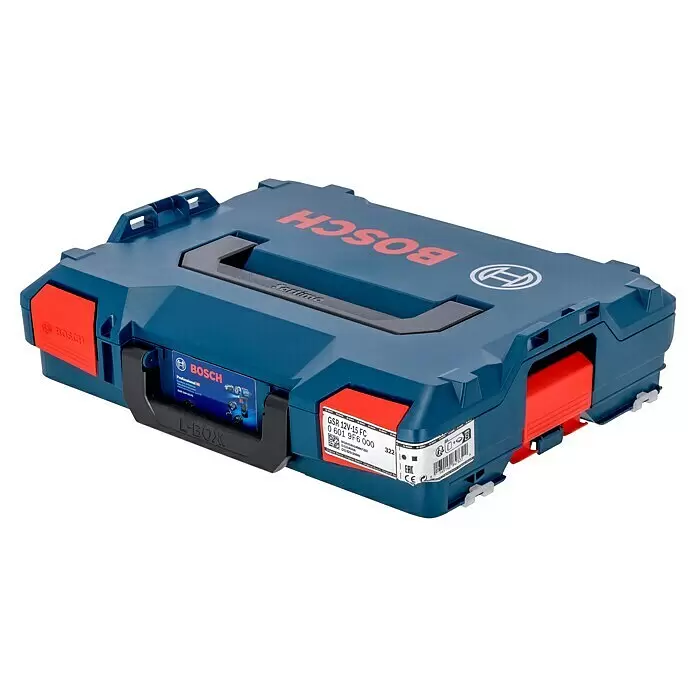 Bosch Professional Taladro atornillador de batería GSR 12V-15 FC - 12 V, 2 baterías, 2 Ah, 30 Nm, 11 pzs. - Caja de herramientas Bosch L-Boxx azul y roja con asa negra, para almacenamiento profesional.