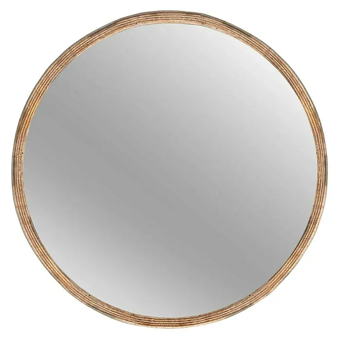 Rahmenspiegel Mauro - Durchmesser: 40 cm, Braun - Runder Spiegel mit einem Holzrahmen. Das Spiegelglas reflektiert das Licht, während der Rahmen eine natürliche Note verleiht.