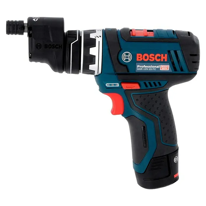 Bosch Professional Akku-Bohrschrauber GSR 12V-15 FC - 12 V, 2 Akkus, 2 Ah, 30 Nm, 11 -tlg. - Akkuschrauber Bosch Professional GSR 12V-15 FC, blau-schwarz, mit austauschbarem Aufsatz für flexible Anwendungen und vielseitige Einsatzmöglichkeiten.