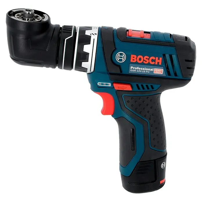 Bosch Professional Akku-Bohrschrauber GSR 12V-15 FC - 12 V, 2 Akkus, 2 Ah, 30 Nm, 11 -tlg. - Akkuschrauber GSR 12V-15 FC Professional von Bosch mit Winkelvorsatz. Das professionelle Werkzeug für Arbeiten in schwer zugänglichen Bereichen.