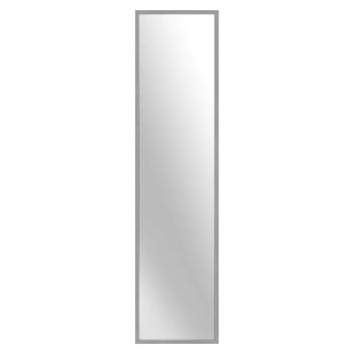 Rahmenspiegel Kerio - 33 x 123 cm, Silber, MDF - Großes, rechteckiges Paneel mit silberfarbenem Rahmen, ideal für moderne Inneneinrichtungen und stilvolle Wandgestaltungen.