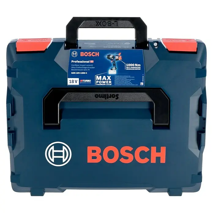 Bosch Professional AMPShare 18V Akku-Drehschlagschrauber GDS 18V-1000 C - 18 V, 2 Akkus, 8 Ah, 1.000 Nm, Inkl. Bluetooth Low Energy Modul GCY 42 - Bosch GDS 18V-1000 C Akku-Drehschlagschrauber in L-Boxx. Der Profi-Schlagschrauber für höchste Ansprüche mit Biturbo Brushless Technologie.