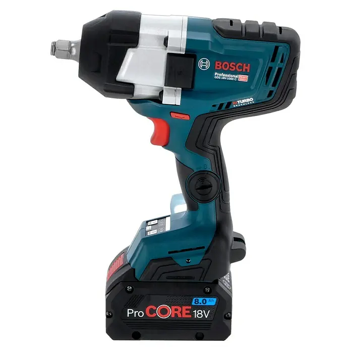 Bosch Professional AMPShare 18V Akku-Drehschlagschrauber GDS 18V-1000 C - 18 V, 2 Akkus, 8 Ah, 1.000 Nm, Inkl. Bluetooth Low Energy Modul GCY 42 - Akku-Schlagschrauber GDS 18V-1000 C Professional von Bosch mit ProCORE18V 8.0Ah Akku. Leistungsstark und robust für anspruchsvolle Aufgaben.
