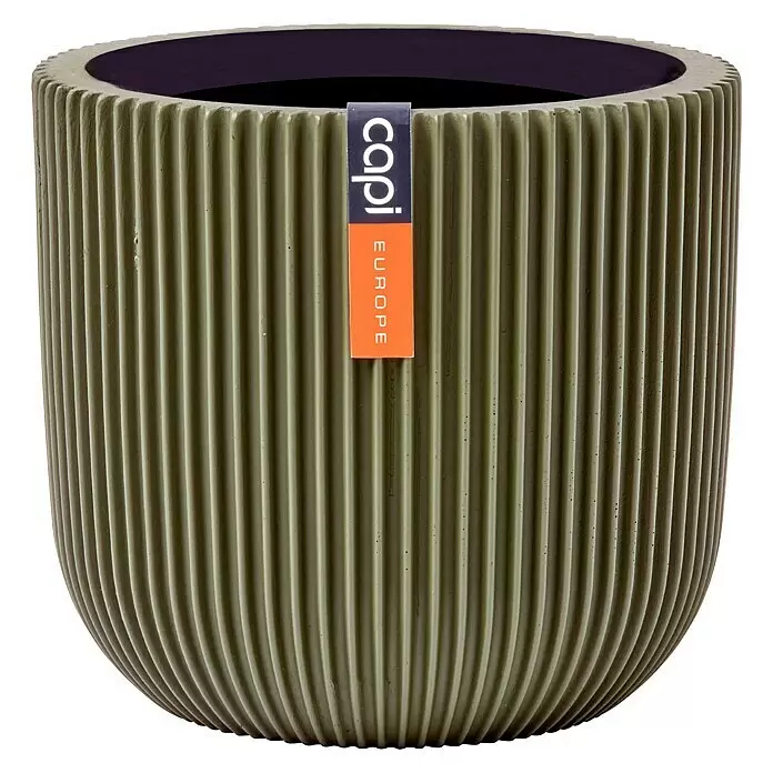 Capi Europe Übertopf rund Nature GrooveAußenmaß (Ø x H): 14 x 13 cm, Grün, Polyester