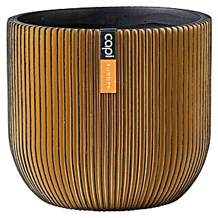 Capi Europe Übertopf rund Nature Groove (Außenmaß (Ø x H): 17 x 15 cm, Schwarz/Gold, Polyester)