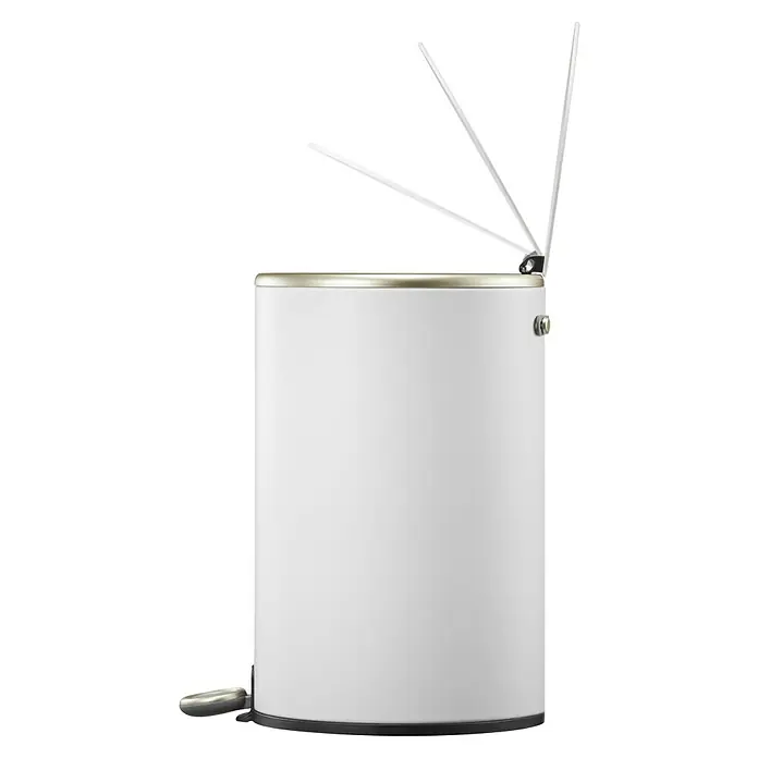Vepa Bins Treteimer Cosmo - 12 l, Edelstahl, Weiß - Weißer Tretmülleimer mit offenem Deckel, ideal für Bad oder Küche. Stilvolles Design für hygienische Abfallentsorgung.