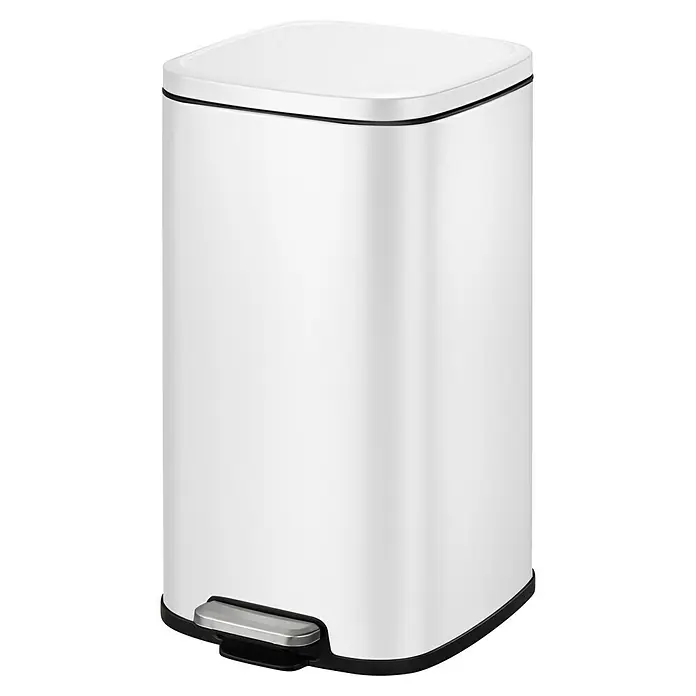 Vepa Bins Treteimer Stella - 20 l, Stahl, Weiß - Weißer, eckiger Treteimer mit Fußpedal. Der Treteimer ist modern und schlicht gestaltet, ideal für Bad oder Küche.