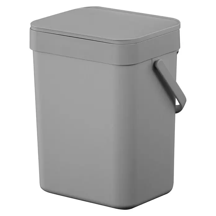 Vepa Bins Standard Mülleimer Foodwaste Caddy Puro II - 5 l, Kunststoff, Grau - Grauer Kompostbehälter mit Deckel und Griff für die Küchenarbeitsplatte, ideal zur Sammlung von Bioabfällen.