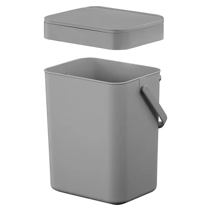 Vepa Bins Standard Mülleimer Foodwaste Caddy Puro II - 5 l, Kunststoff, Grau - Grauer quadratischer Eimer mit Deckel zur praktischen Aufbewahrung und Organisation, ideal für Haushalt, Büro und mehr.