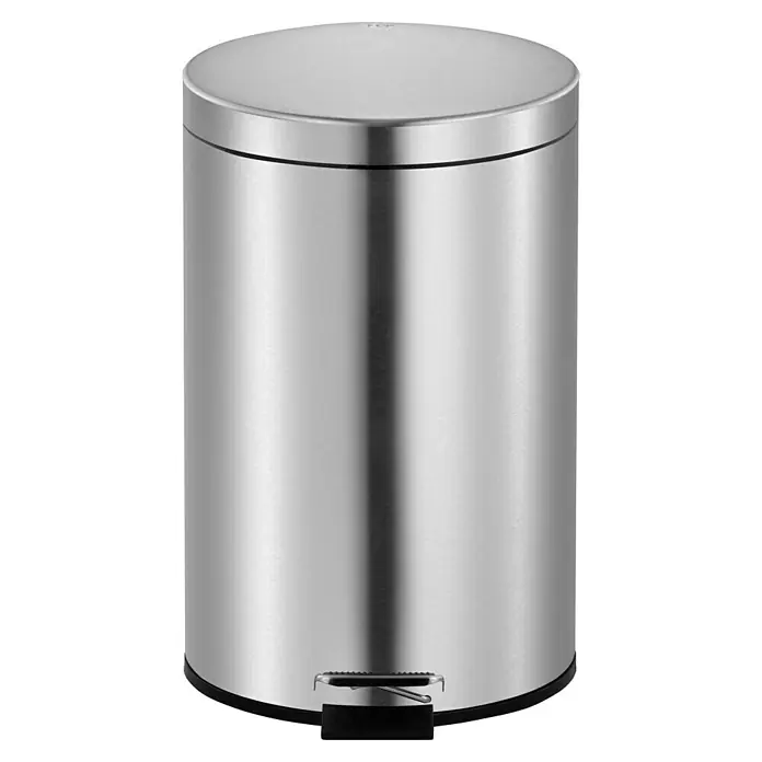 Vepa Bins Treteimer Trittmülleimer Venus - 12 l, Metall, Edelstahl - Eleganter, zylindrischer Treteimer aus Edelstahl mit einem schwarzen Fußpedal. Ideal für Bad oder Küche, mit sanft schließendem Deckel.