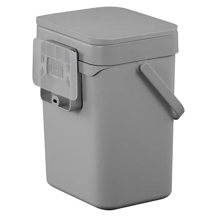 Vepa Bins Standard Mülleimer Foodwaste Caddy Puro II - 5 l, Kunststoff, Grau - Grauer Komposteimer mit Deckel und Griff zur einfachen Entsorgung von Bioabfällen in Küche und Garten.